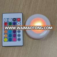 Battery Powered RGB Remote Control Dimmable Mini Wireless LED Push Light